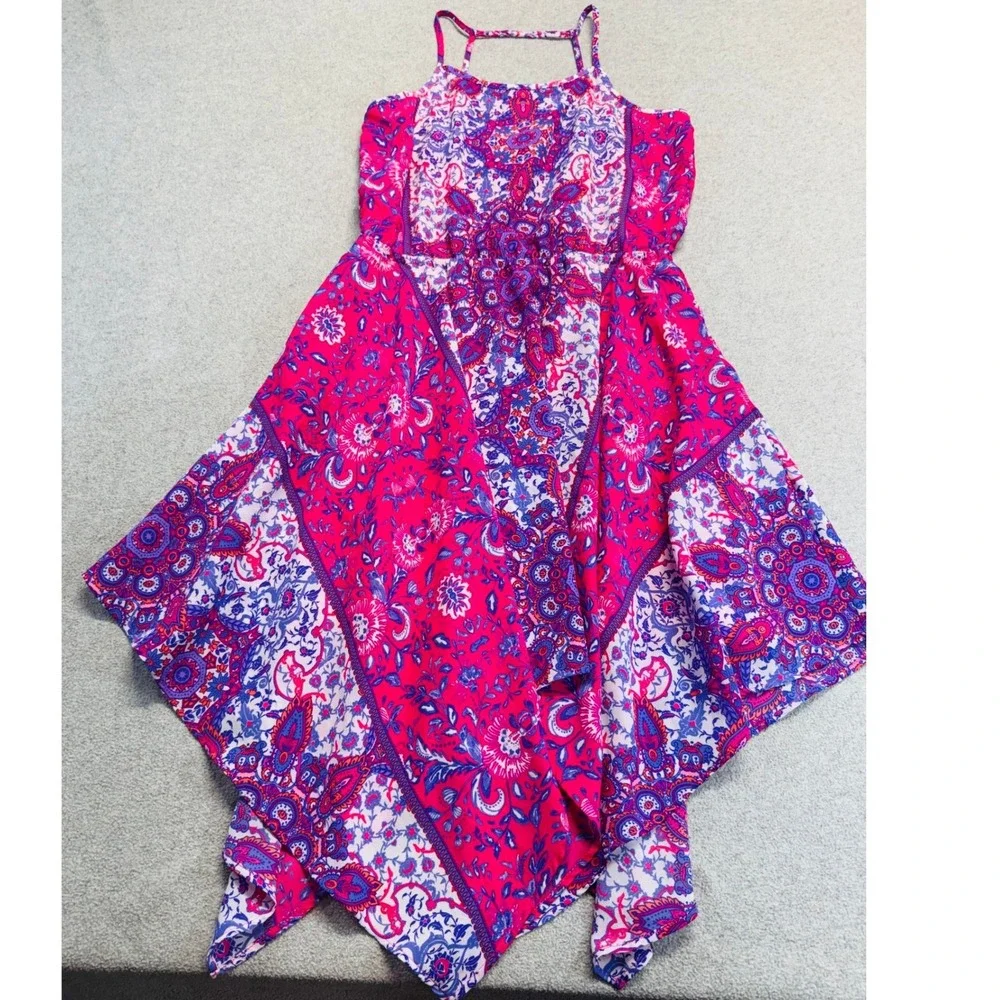 The Children's Place Girls XL 14 Pink Purple Paisley Dress Handkerchief Flowy‎